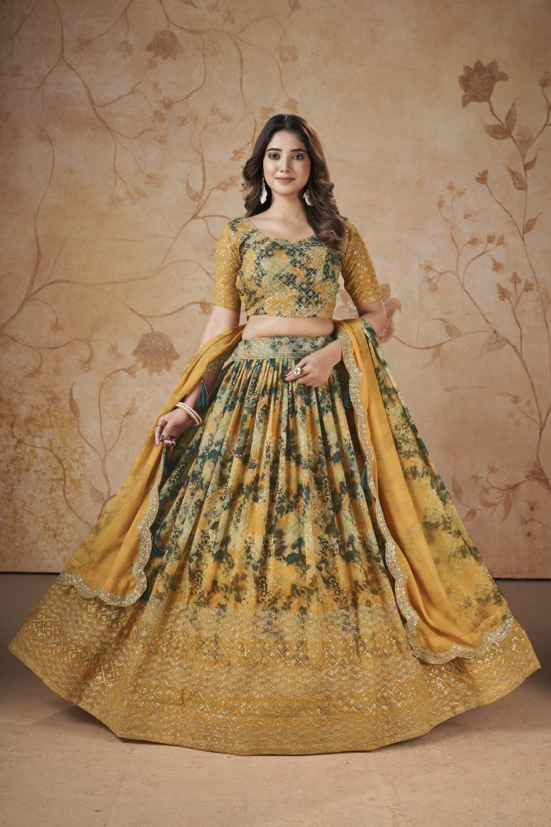 New Semi Stitiched Georgette Lehenga Choli