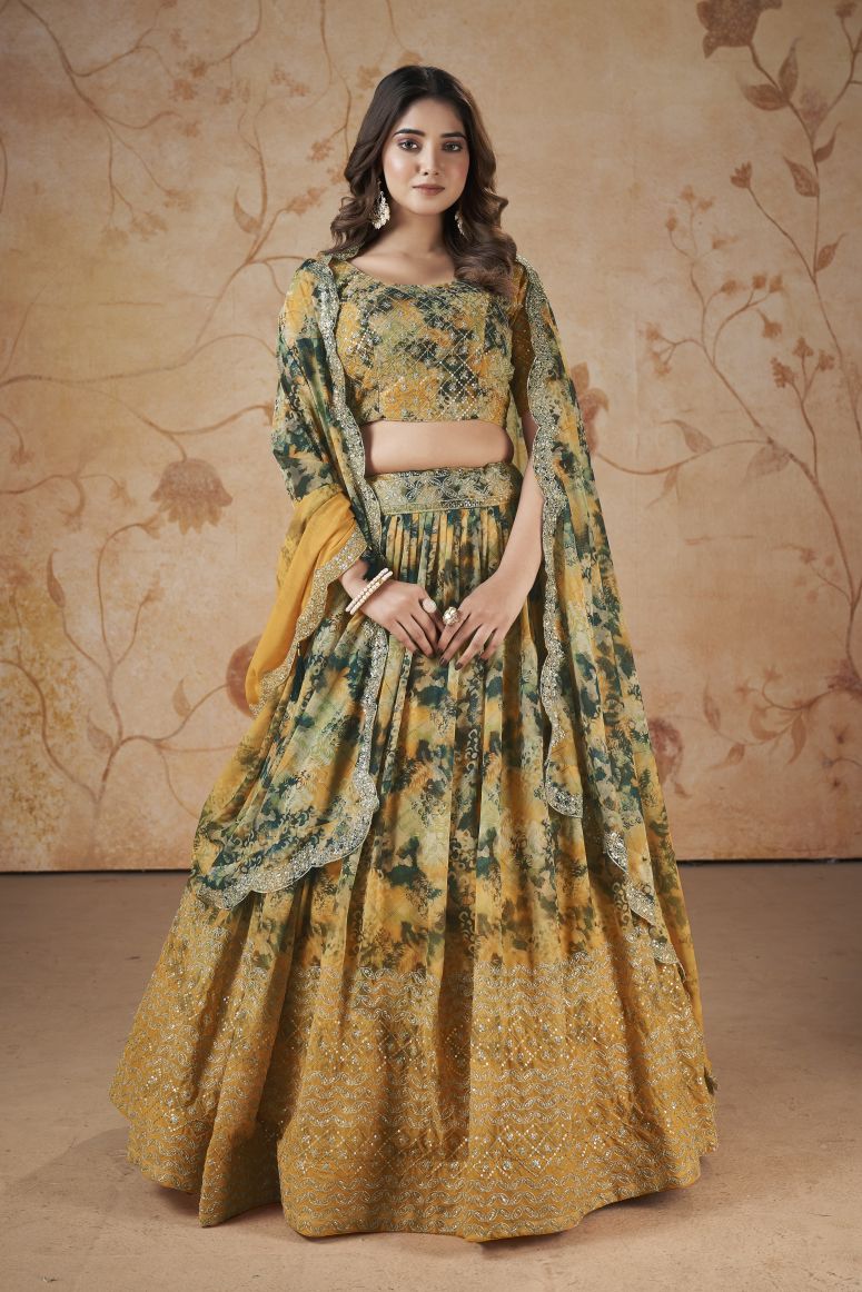 New Semi Stitiched Georgette Lehenga Choli