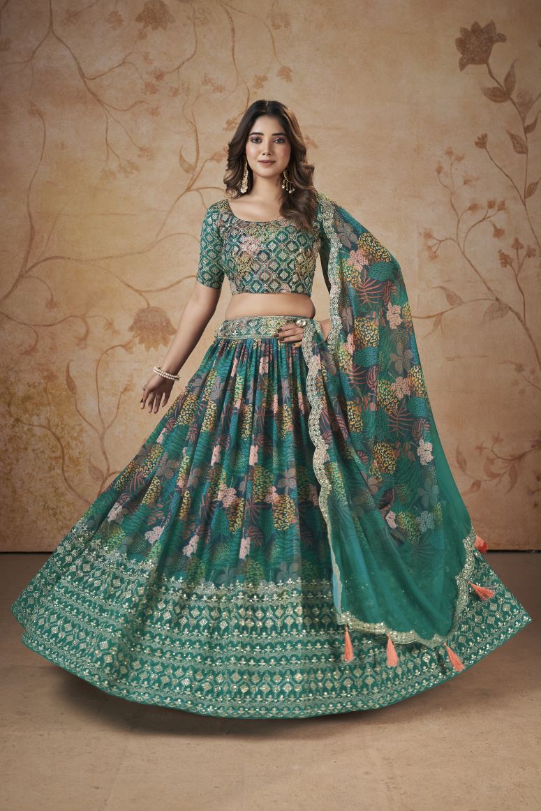 New Semi Stitiched Georgette Lehenga Choli