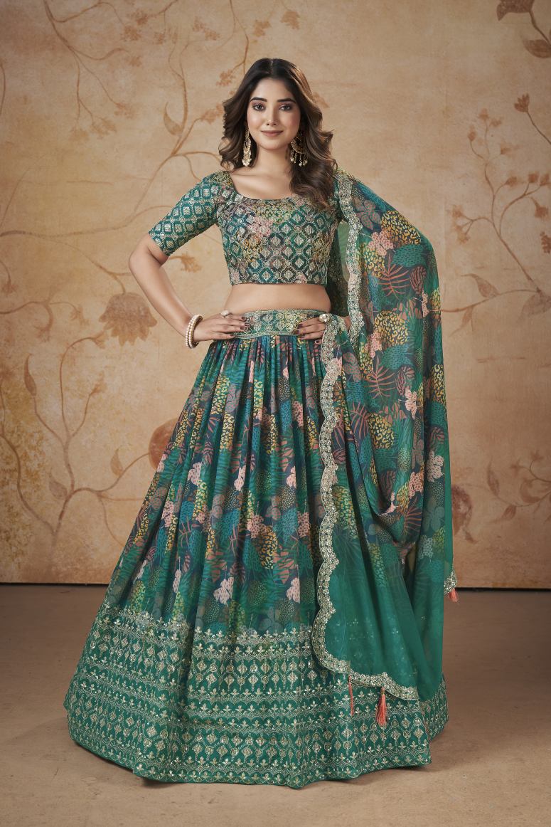 New Semi Stitiched Georgette Lehenga Choli