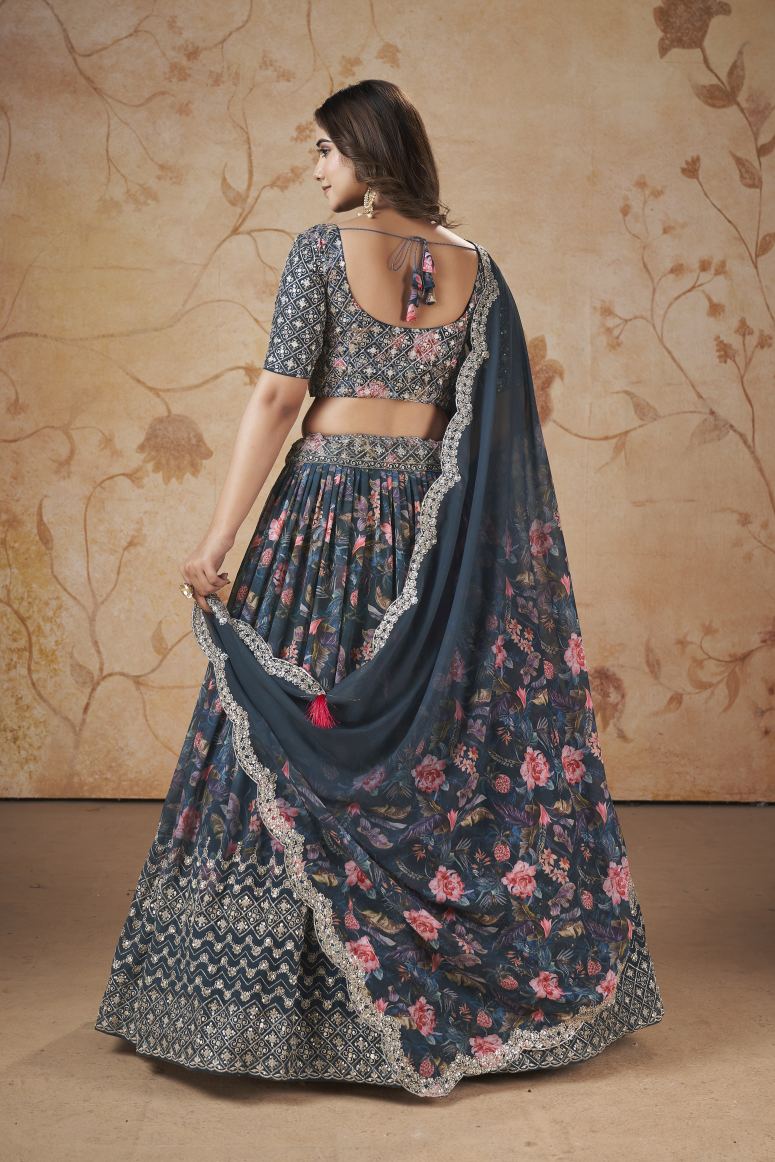 New Semi Stitiched Georgette Lehenga Choli