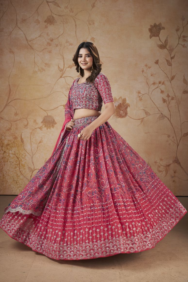 New Semi Stitiched Georgette Lehenga Choli