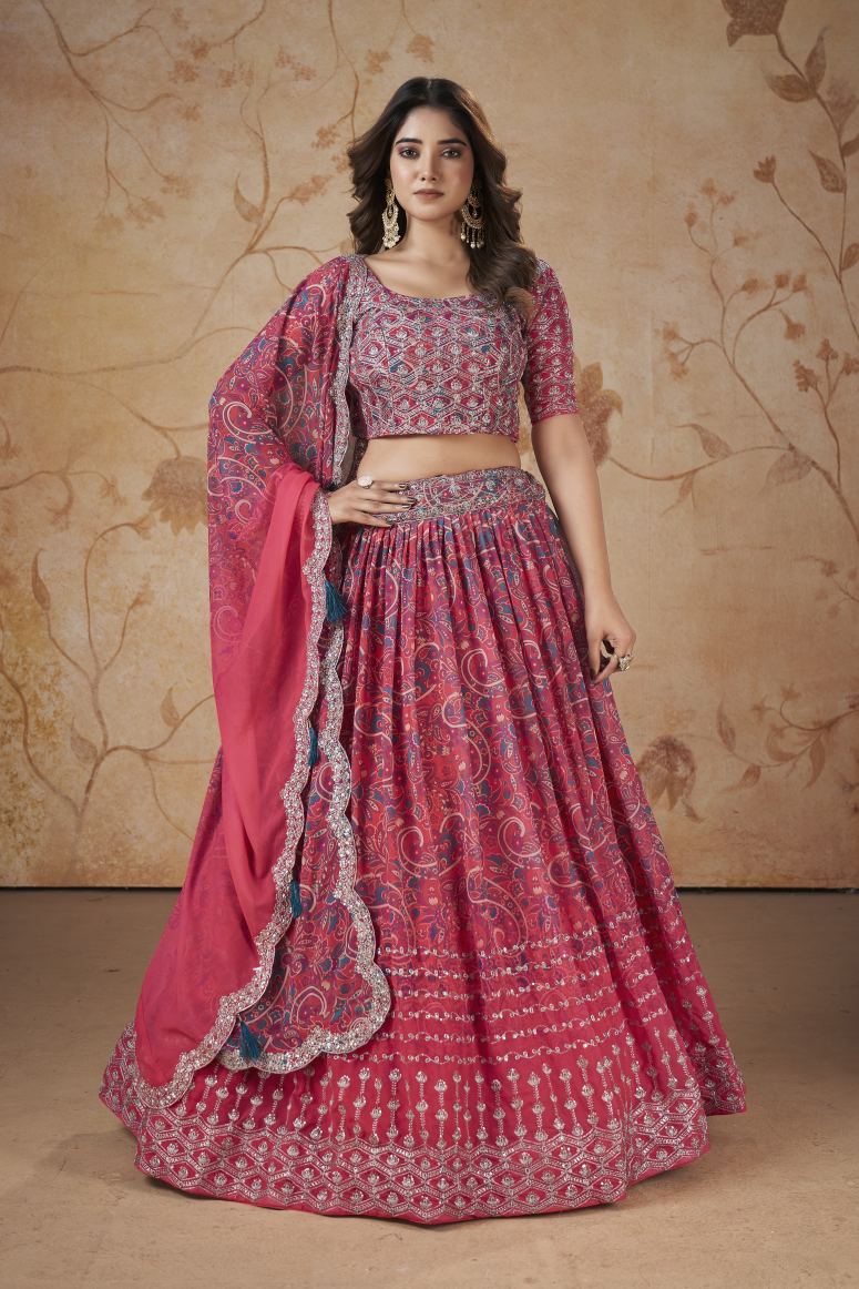 New Semi Stitiched Georgette Lehenga Choli