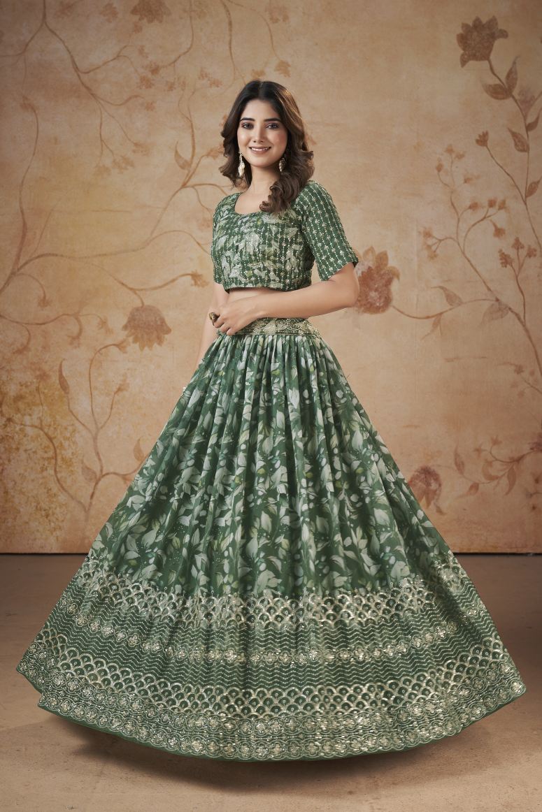 New Semi Stitiched Georgette Lehenga Choli