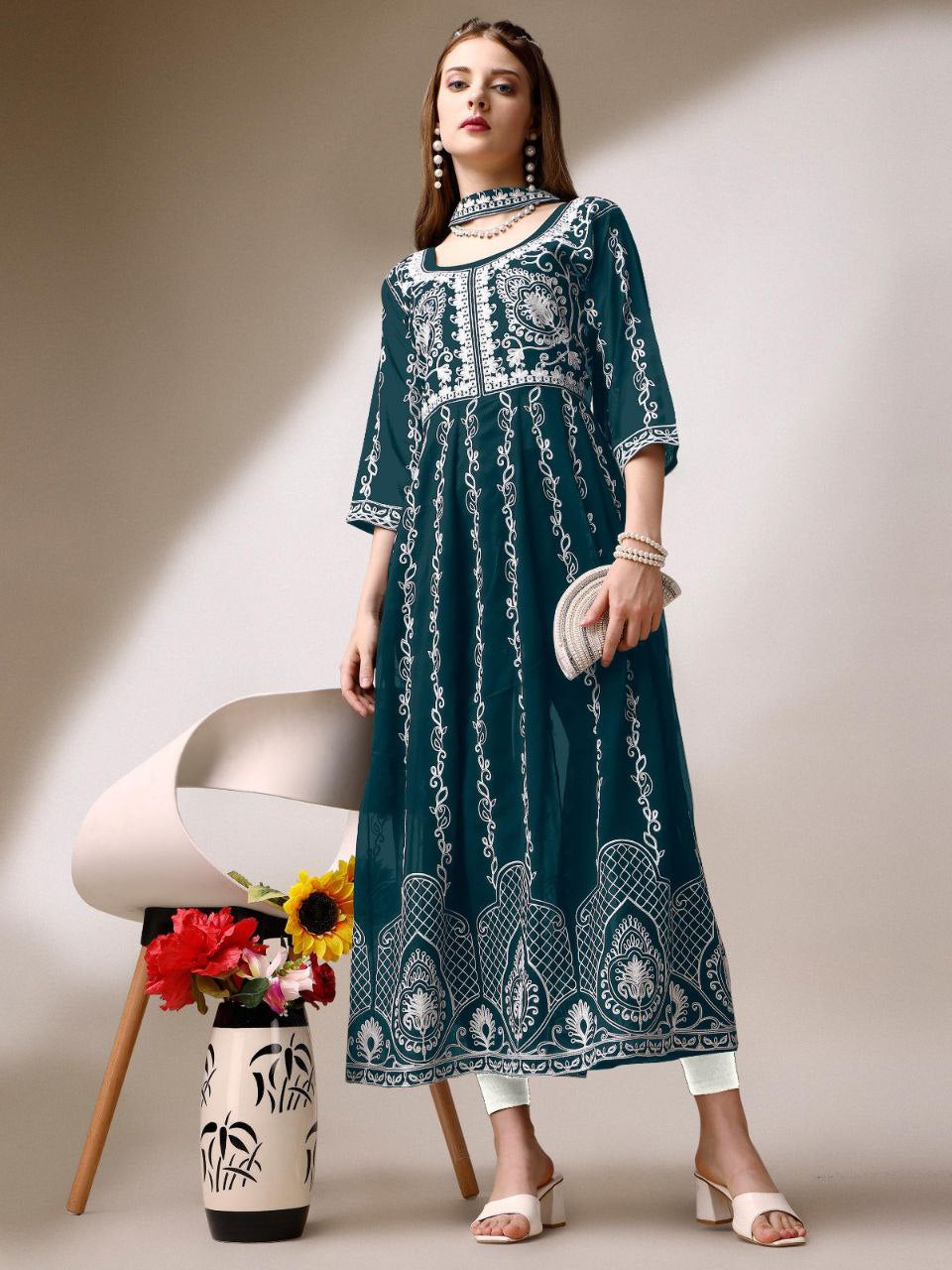 New Georgette Kurti With Duppatta