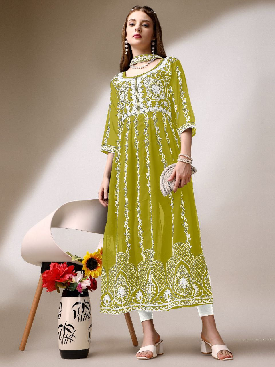 New Georgette Kurti With Duppatta