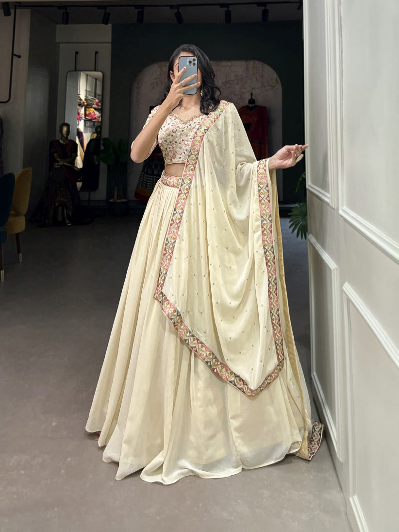 New Semi Stitiched Georgette Lehenga Choli