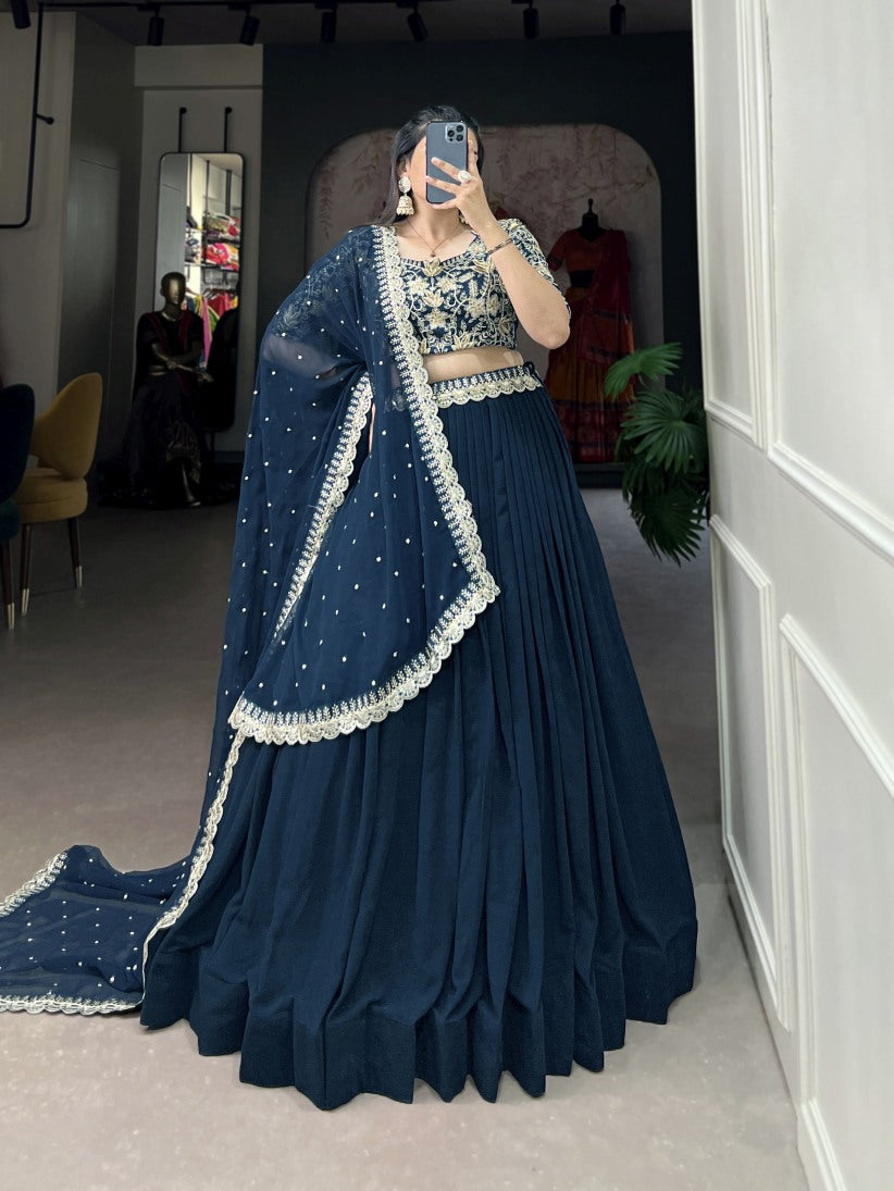 New Semi Stitiched Georgette Lehenga Choli