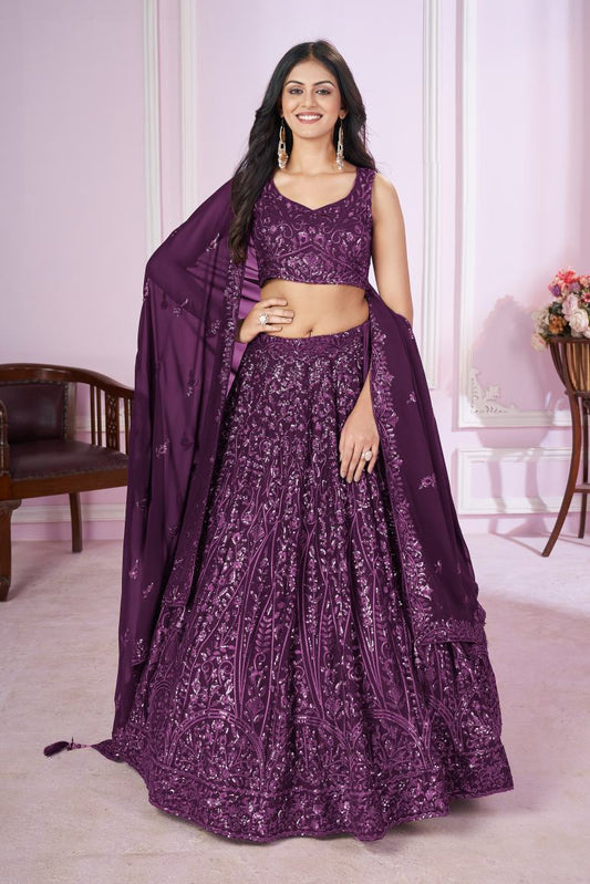 New Semi Stitiched Georgette Lehenga Choli