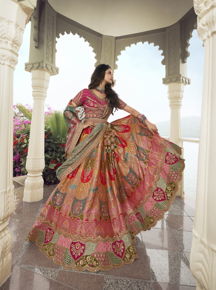 New Semi Stitiched Banarasi Lehenga Choli