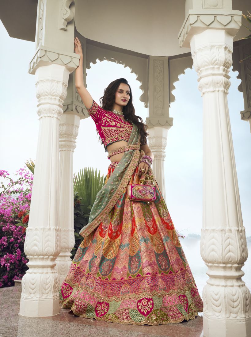 New Semi Stitiched Banarasi Lehenga Choli