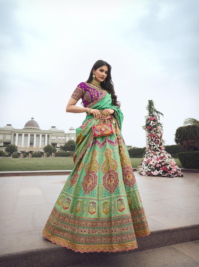 New Semi Stitiched Banarasi Lehenga Choli