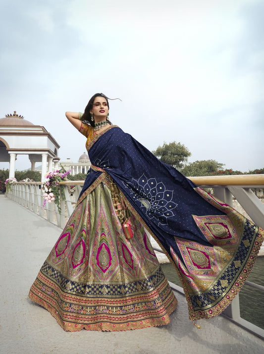 New Semi Stitiched Banarasi Lehenga Choli