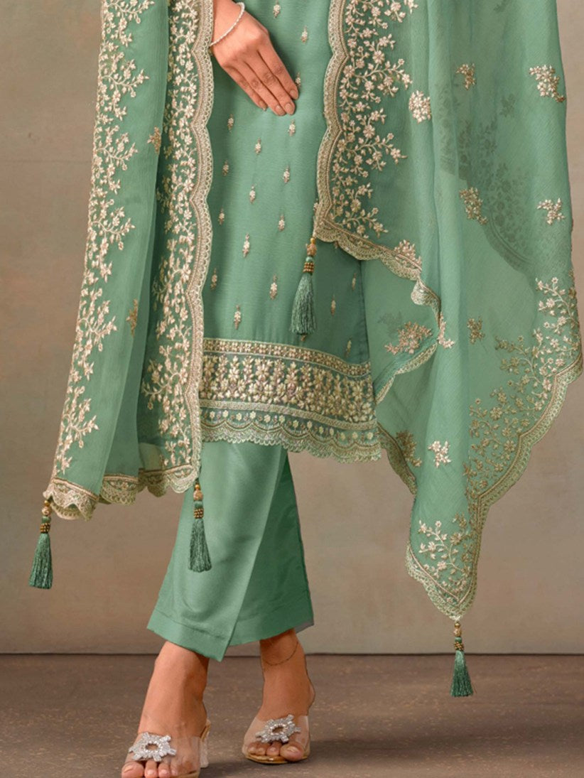 Semi-Stitched Straight Cut Salwar Suits