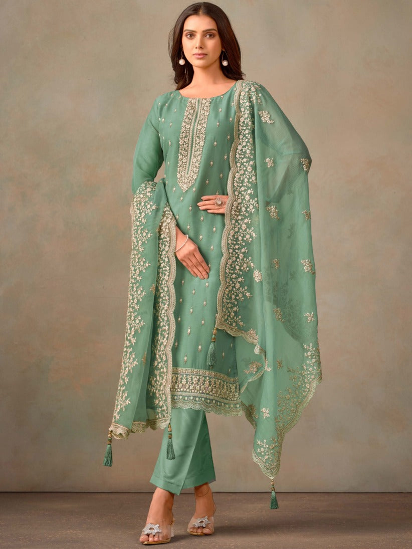 Semi-Stitched Straight Cut Salwar Suits