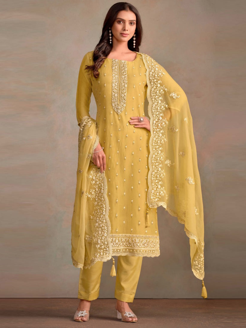 Semi-Stitched Straight Cut Salwar Suits