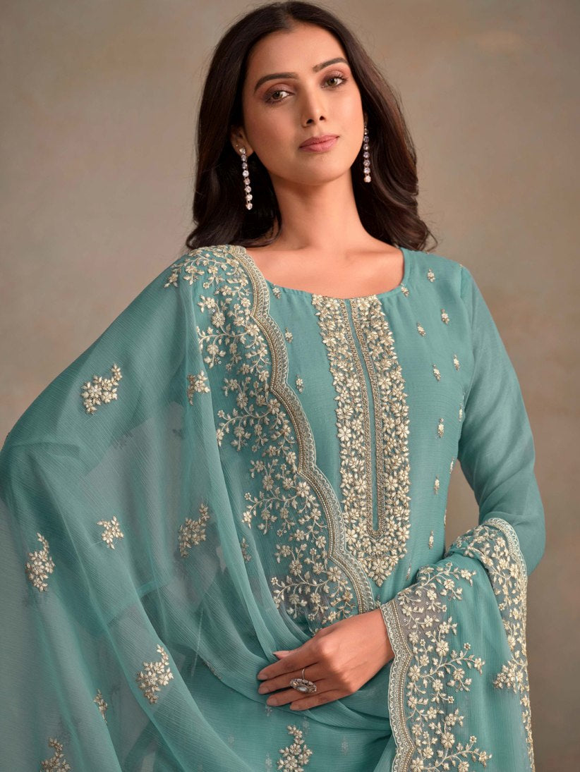 Semi-Stitched Straight Cut Salwar Suits