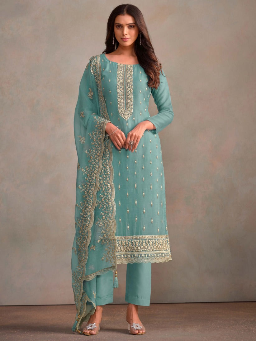 Semi-Stitched Straight Cut Salwar Suits