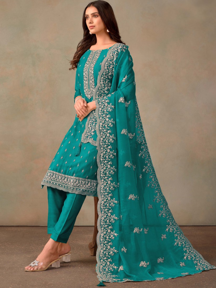 Semi-Stitched Straight Cut Salwar Suits