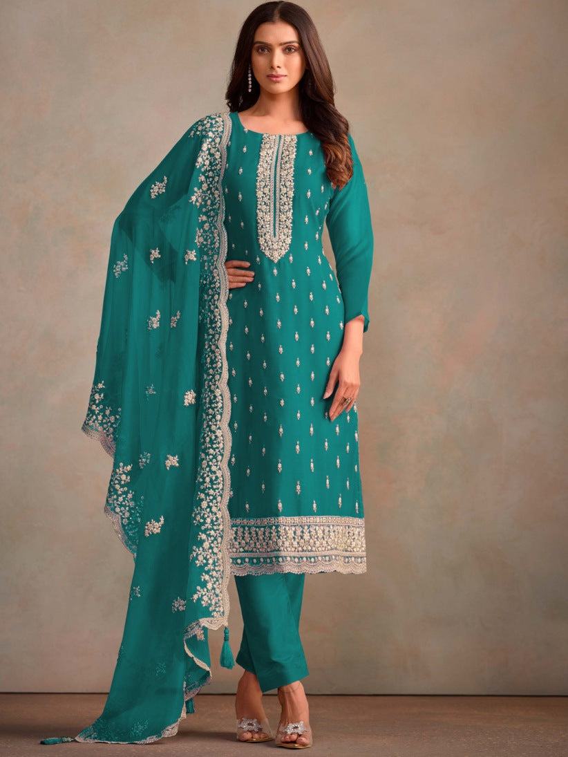 Semi-Stitched Straight Cut Salwar Suits