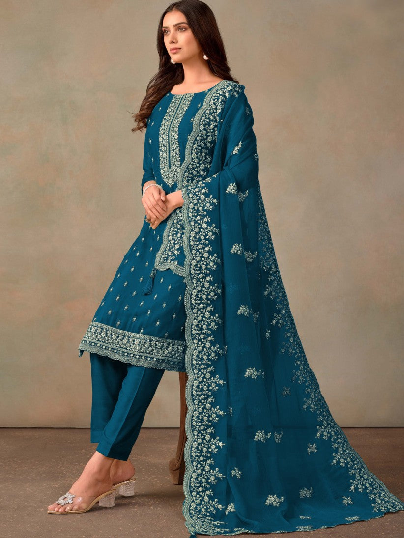 Semi-Stitched Straight Cut Salwar Suits