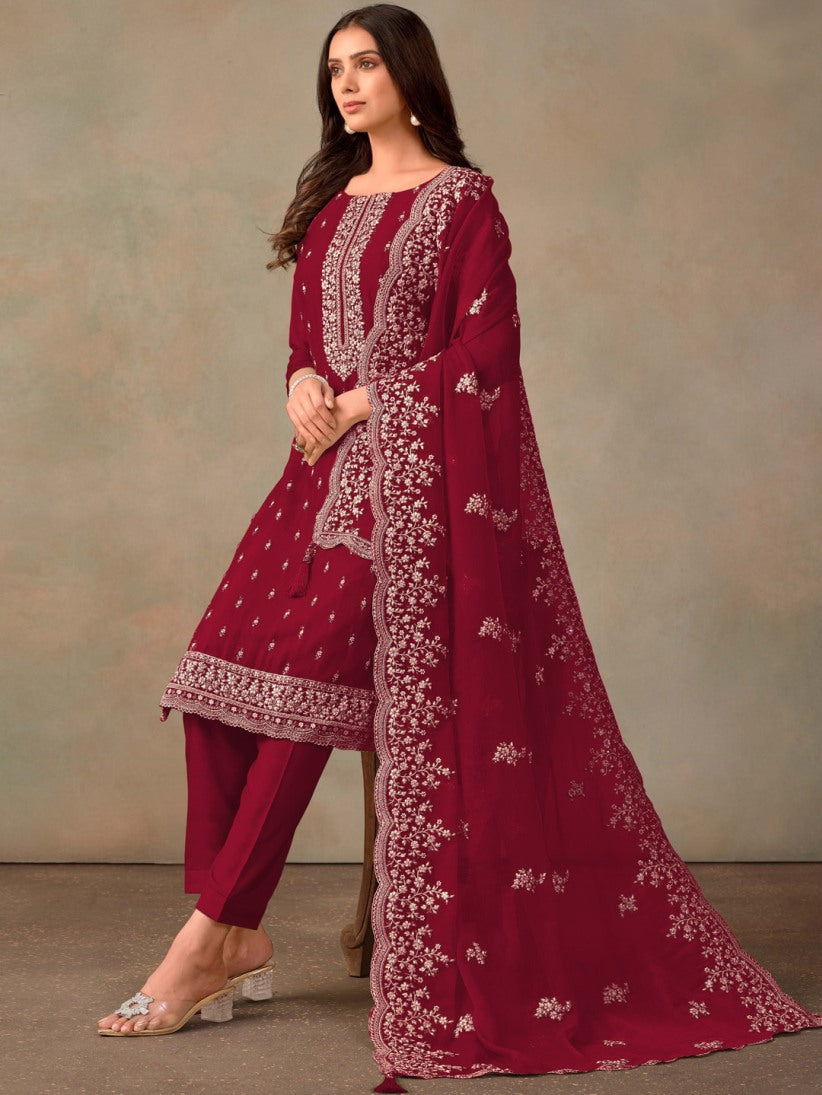 Semi-Stitched Straight Cut Salwar Suits