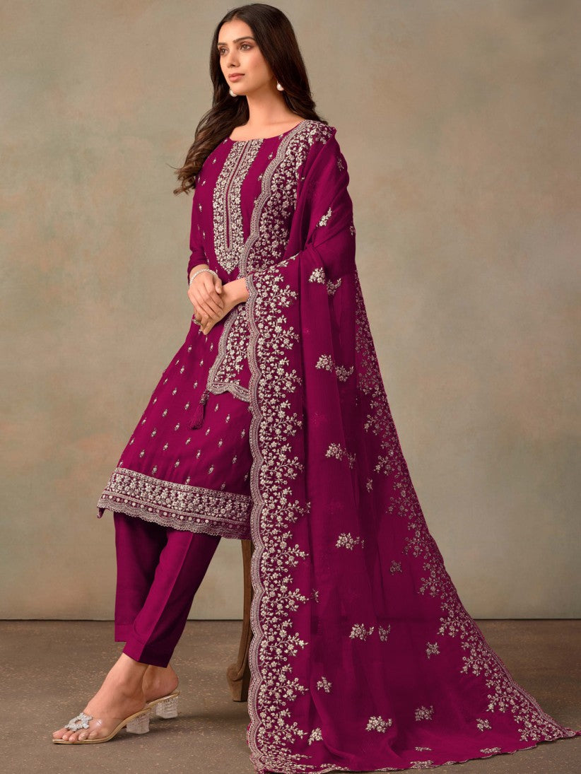 Semi-Stitched Straight Cut Salwar Suits