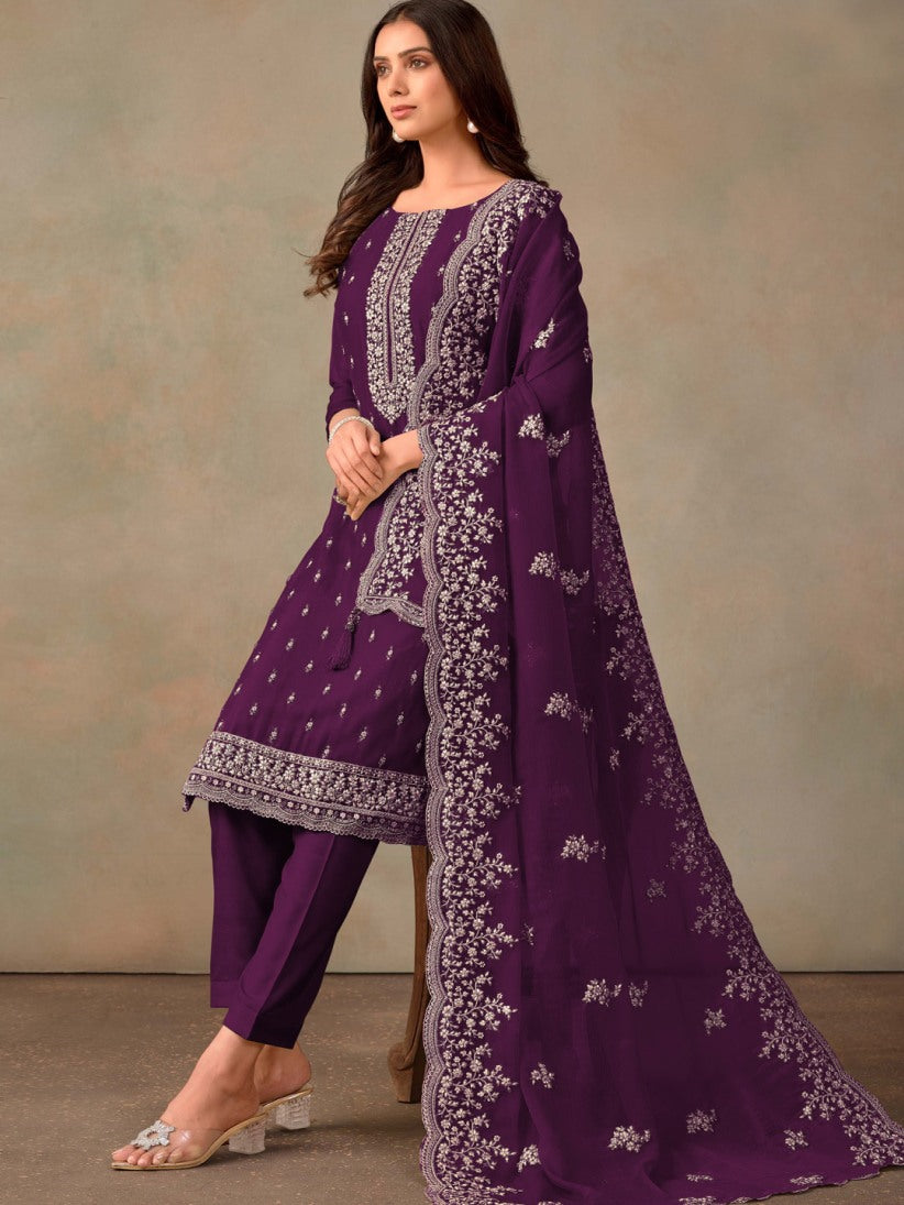 Semi-Stitched Straight Cut Salwar Suits