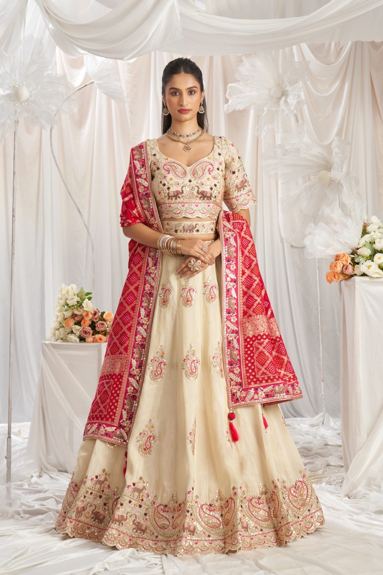 Latest Semi Stitched Tissue Lehenga Choli