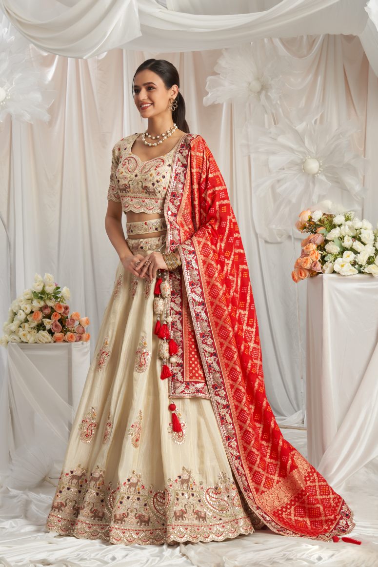 Latest Semi Stitched Tissue Lehenga Choli