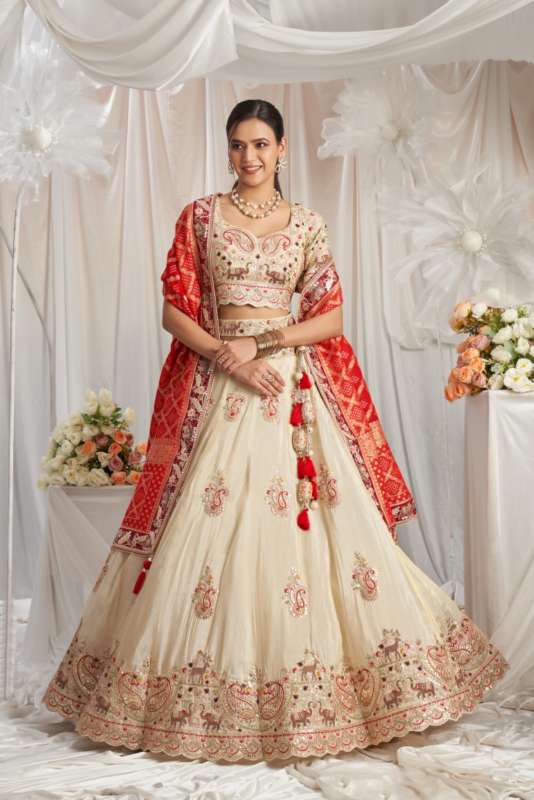 Latest Semi Stitched Tissue Lehenga Choli