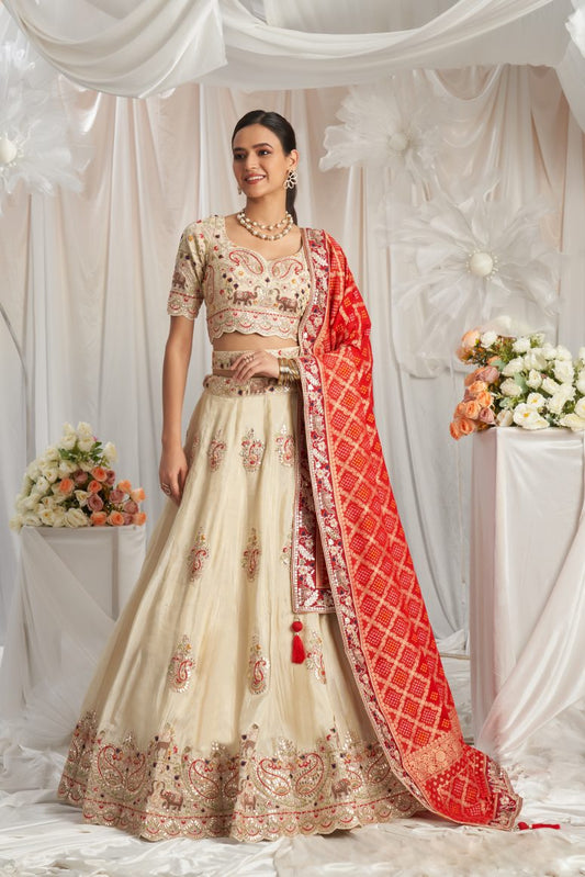 Latest Semi Stitched Tissue Lehenga Choli