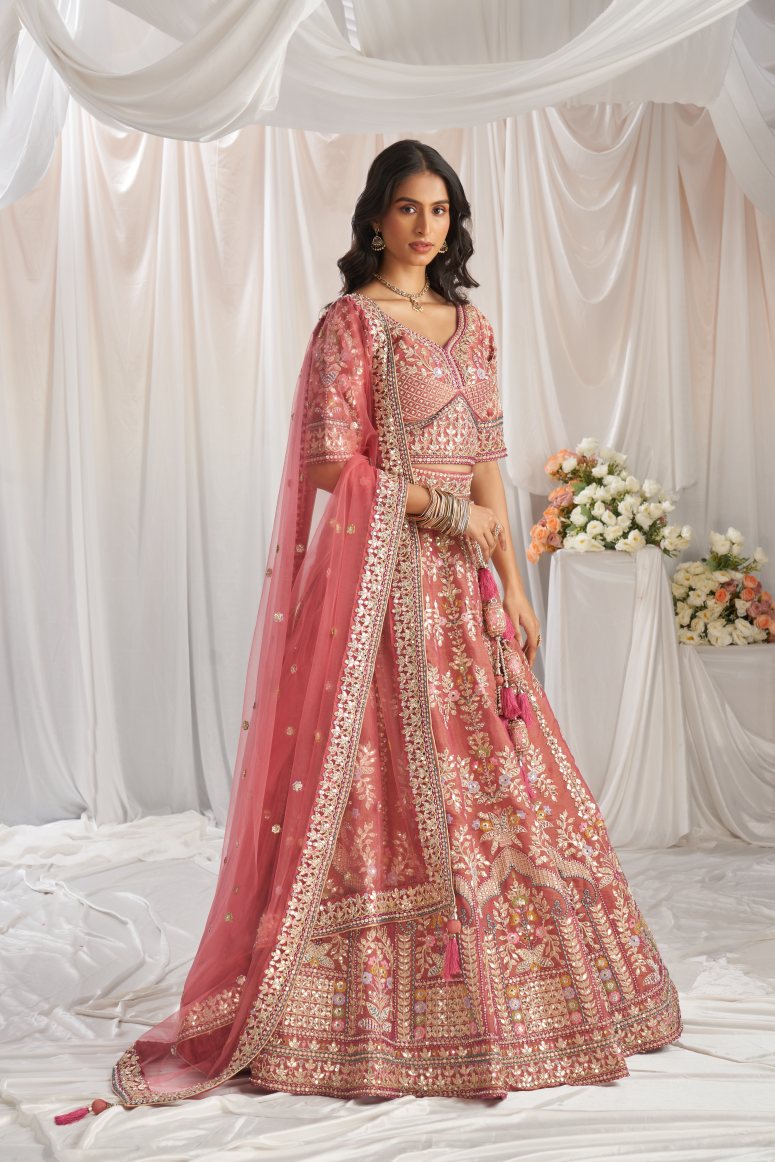 Latest Semi Stitched Tissue Lehenga Choli