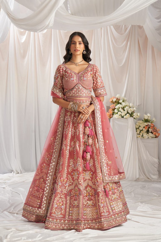 Latest Semi Stitched Tissue Lehenga Choli