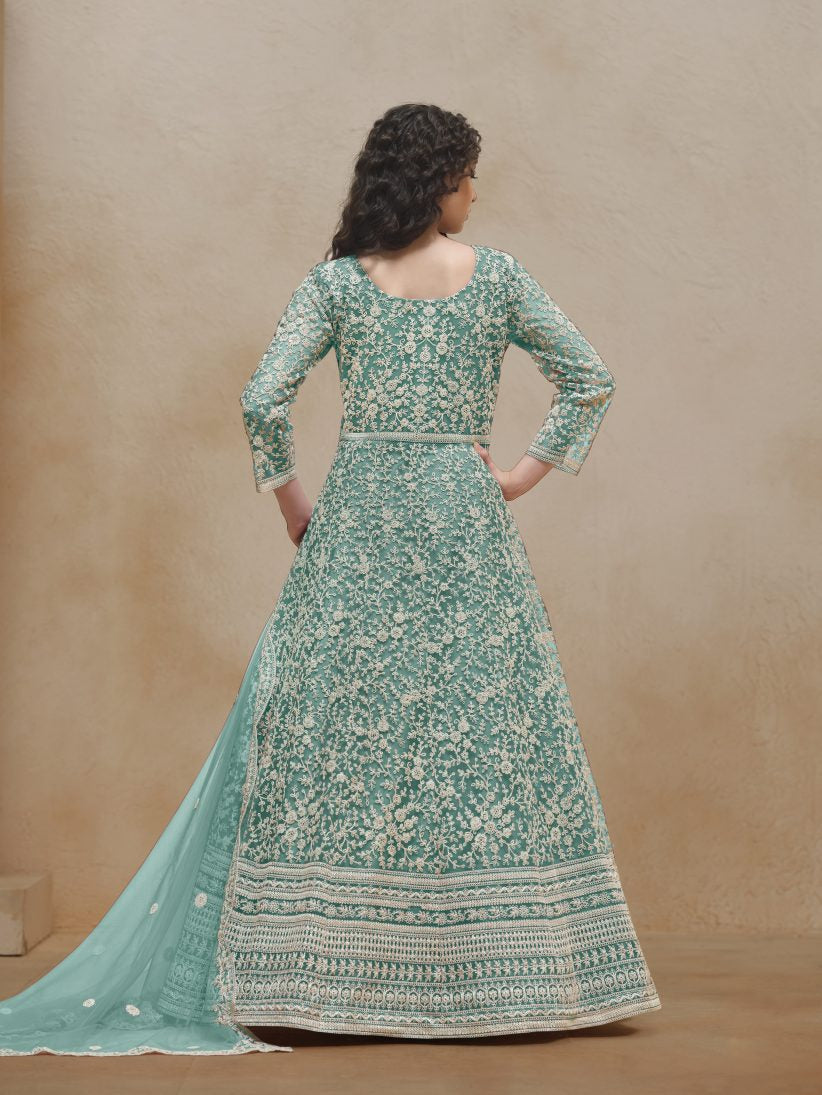 Semi Stitched Gown With Duppatta