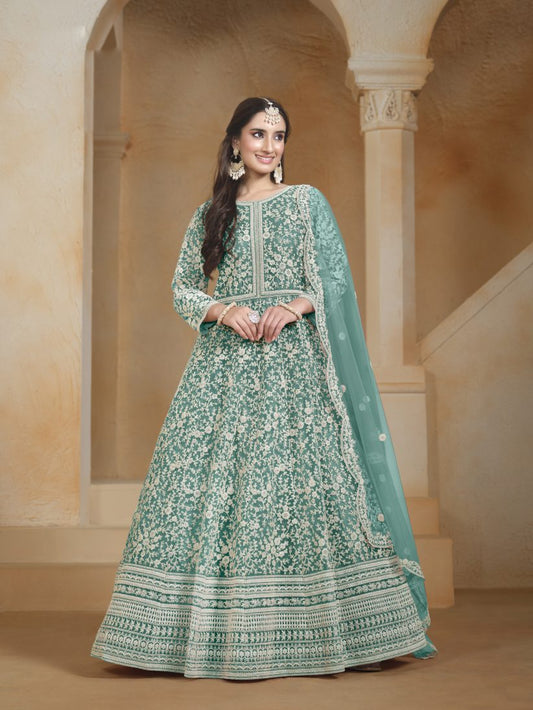 Semi Stitched Gown With Duppatta