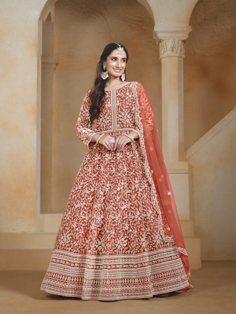 Semi Stitched Gown With Duppatta