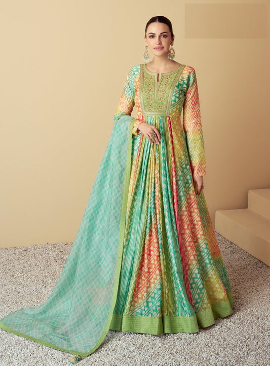 Semi Stitched Gowns With Duppatta