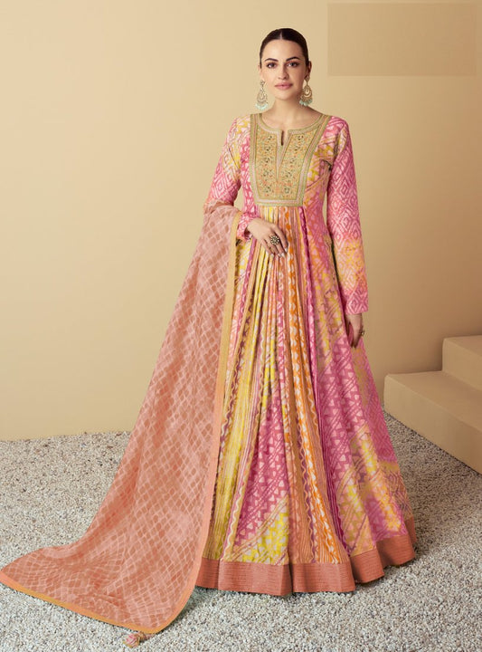 Semi Stitched Gowns With Duppatta