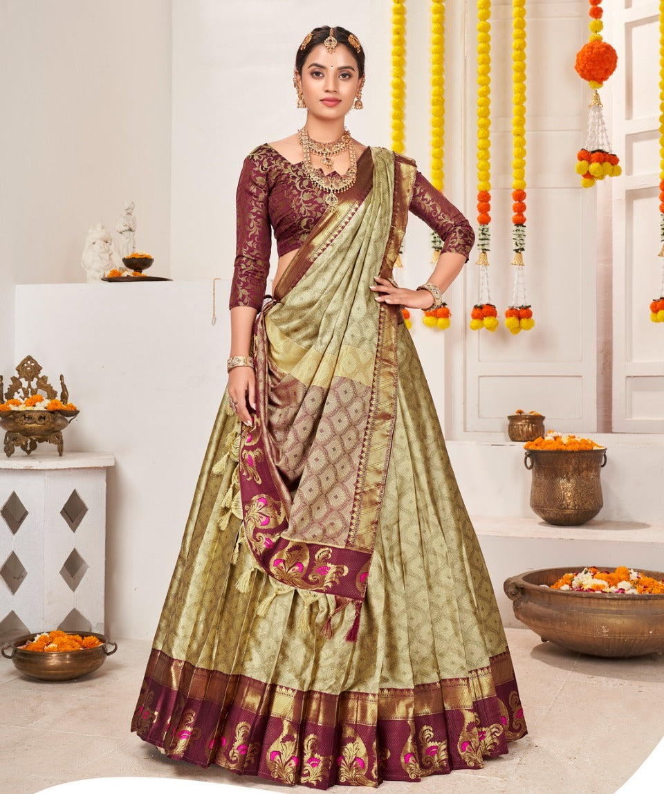 New Semi Stitiched Banarasi Lehenga Choli