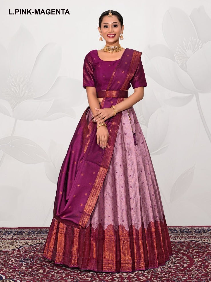 Buy Heaven Villa Fashion WOMEN'S Bangalore Silk Ethnic Wear Semi Stitched Lehenga  Choli (DESIGNER_NEWLEHENGACHOLI_ER10664 Red Free Size) at Amazon.in