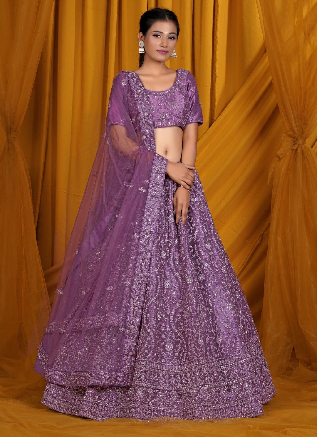 New Semi Stitiched Netted Lehenga Choli