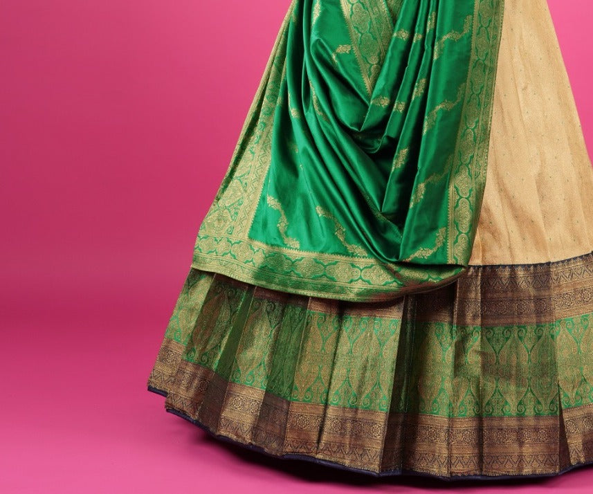 New Semi Stitiched Banarasi Lehenga Choli