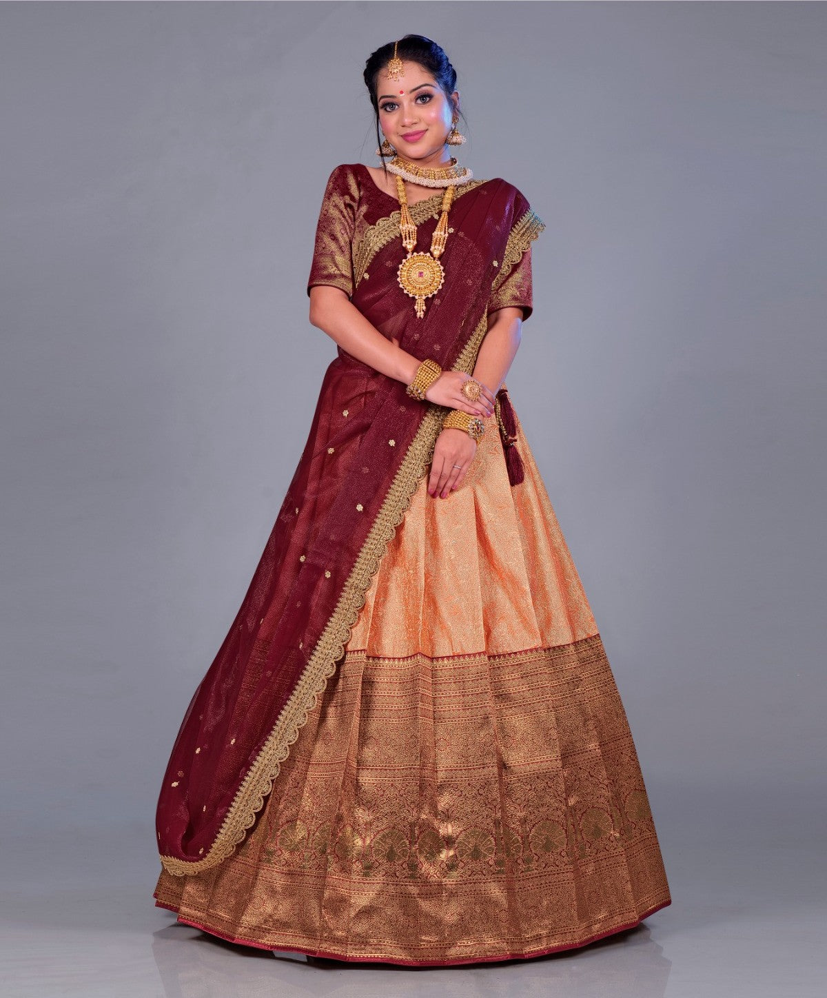 New Semi Stitiched Banarasi Lehenga Choli