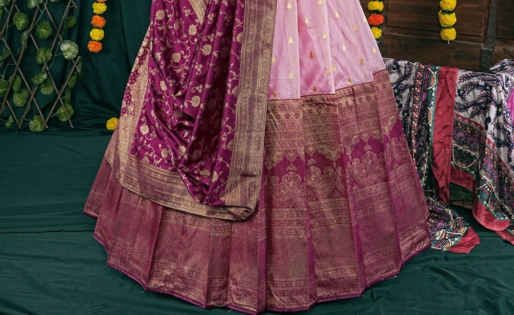 New Semi Stitiched Banarasi Lehenga Choli