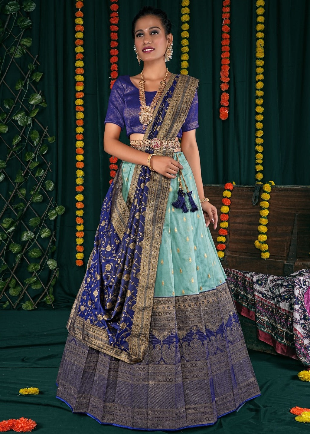 New Semi Stitiched Banarasi Lehenga Choli