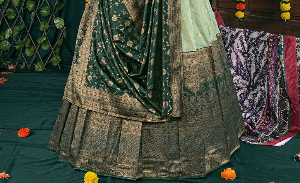 New Semi Stitiched Banarasi Lehenga Choli