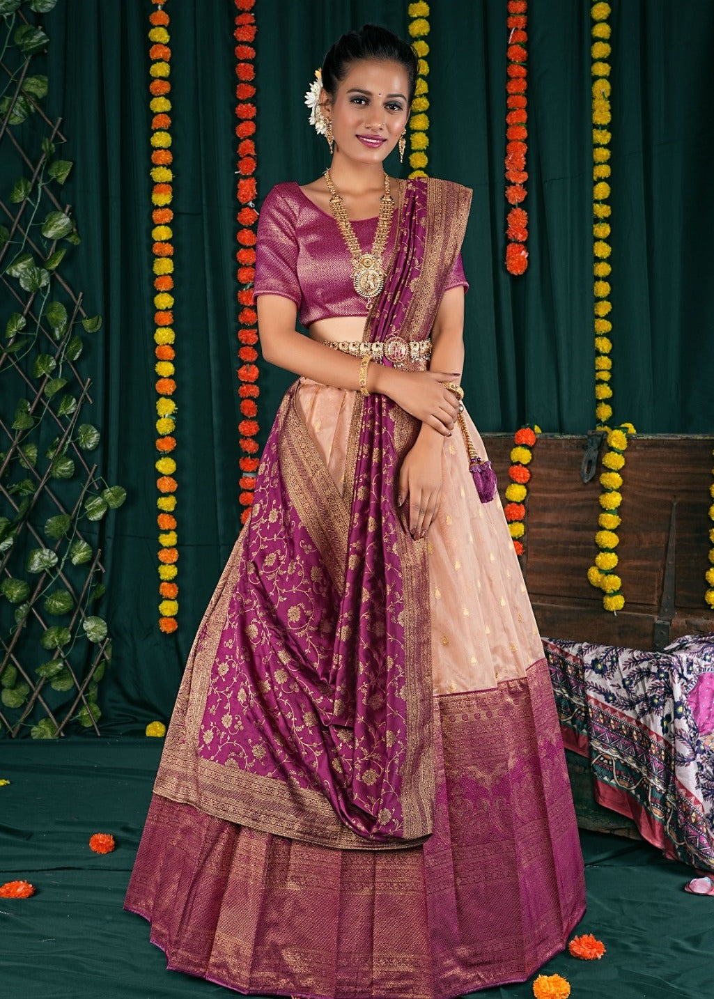 New Semi Stitiched Banarasi Lehenga Choli