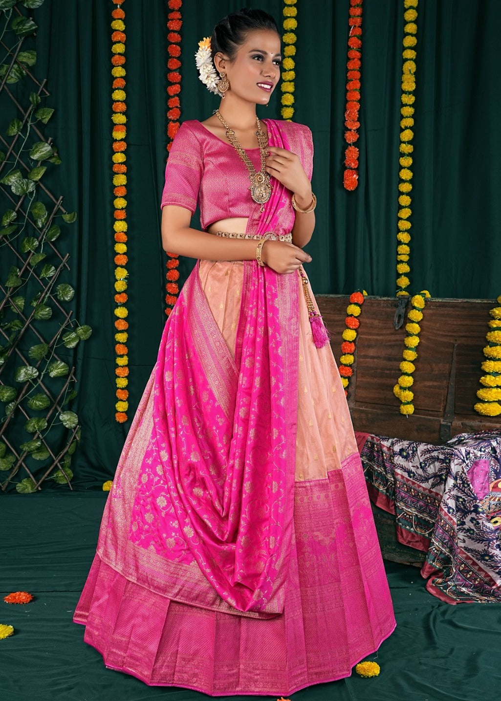 New Semi Stitiched Banarasi Lehenga Choli