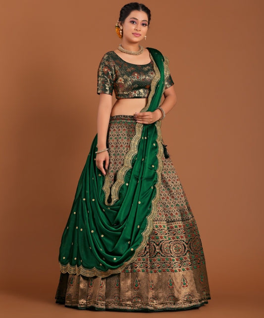 New Semi Stitiched Banarasi Lehenga Choli